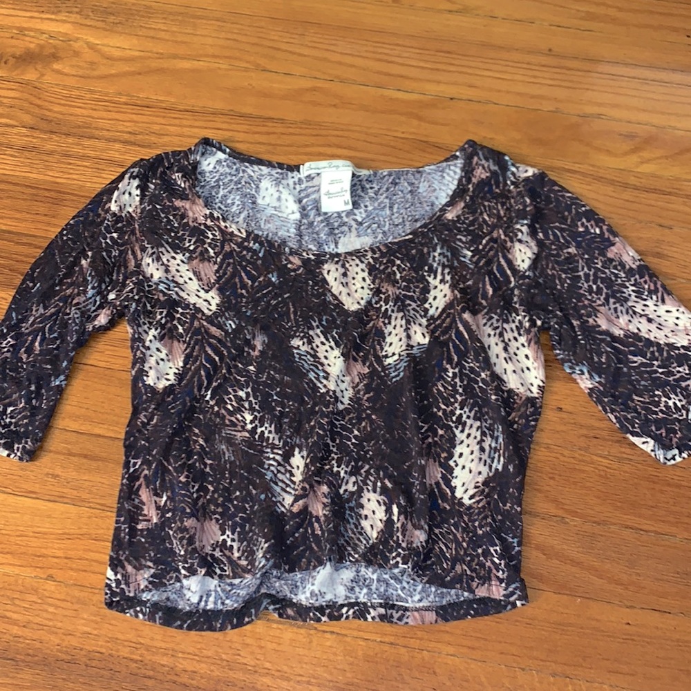 American Rag purple patterned crop top, size M